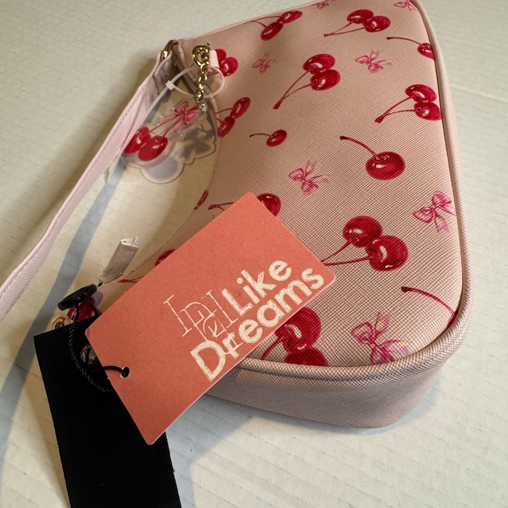 Cherry Print Tan Shoulder Bag - Picture 4 of 7